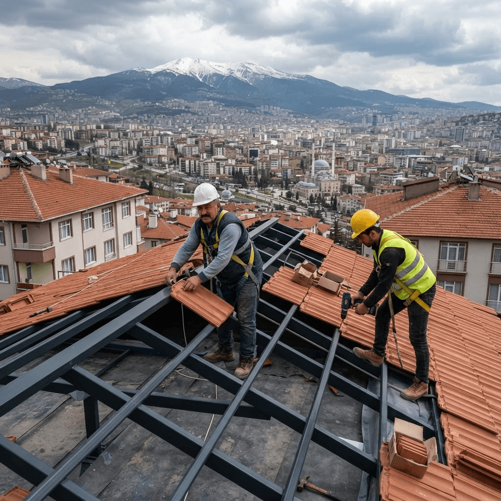 Bursa'da profesyonel çelik çatı konstrüksiyon uygulaması